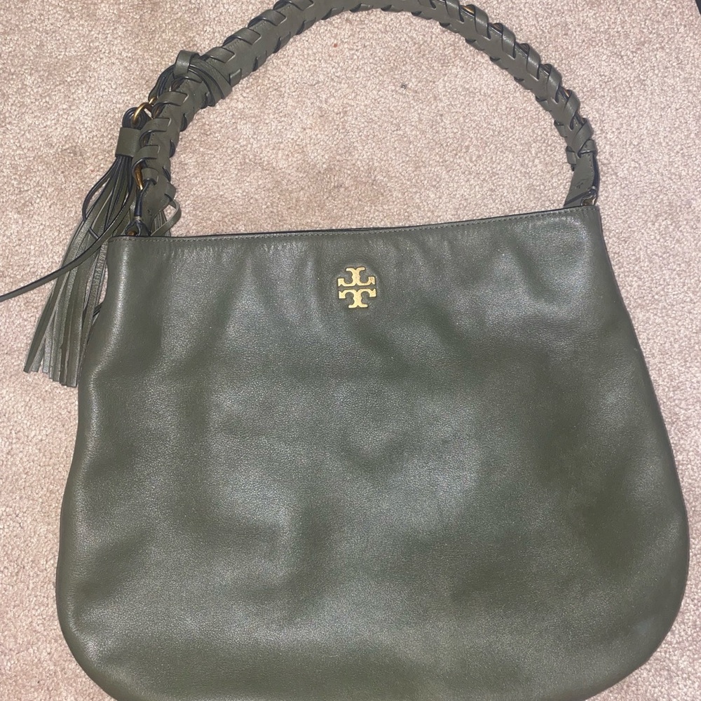 Tory Burch olive green Brooke hobo handbag